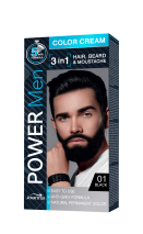 JOANNA POWER MEN COLOR CREAM МЪЖКА БОЯ 3в1 ЗА КОСА, БРАДА И МУСТАЦИ №01 ЧЕРНО
