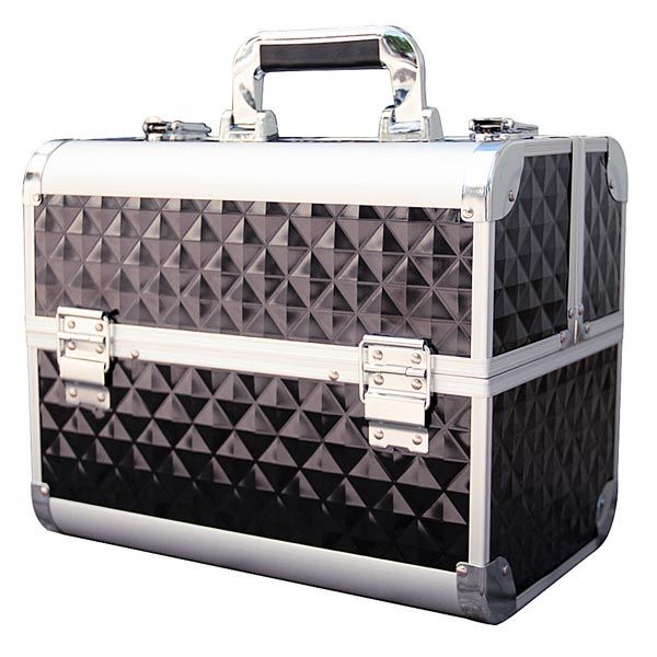 КОЗМЕТИЧЕН КУФАР L - 3D РОМБ ЧЕРЕН - 33x21x29см