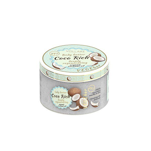 VOLLARE VEGEBAR COCO RICH BODY BUTTER - ДЪЛБОКО РЕГЕНЕРИРАЩО ВЕГАН МАСЛО ЗА ТЯЛО С ОРГАНИЧНО КОКОСОВО МАСЛО 200мл