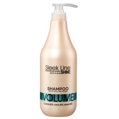 SLEEK LINE VOLUME - ШАМПОАН ЗА ТЪНКИ И НЕЖНИ КОСИ, ПРИДАВАЩ ОБЕМ С КОПРИНЕНИ ПРОТЕИНИ, КОЕНЗИМ Q10 И СЕРАМИДИ 1000мл