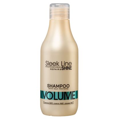 SLEEK LINE VOLUME - ШАМПОАН ЗА ТЪНКИ И НЕЖНИ КОСИ, ПРИДАВАЩ ОБЕМ С КОПРИНЕНИ ПРОТЕИНИ, КОЕНЗИМ Q10 И СЕРАМИДИ 300мл