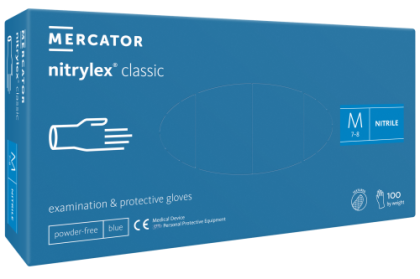 РЪКАВИЦИ НИТРИЛ СИНИ - MERCATOR MEDICAL nitrylex® basic blue - РАЗМЕР  M - 100 бр
