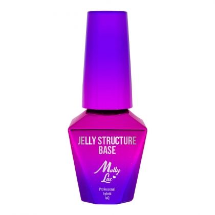 MOLLY LAC JELLY STRUCTURE CLEAR PINK BASE - ЕЛАСТИЧНА БАЗА ЗА ГЕЛ ЛАК ЗА РЕКОНСТРУКЦИИ - 10мл