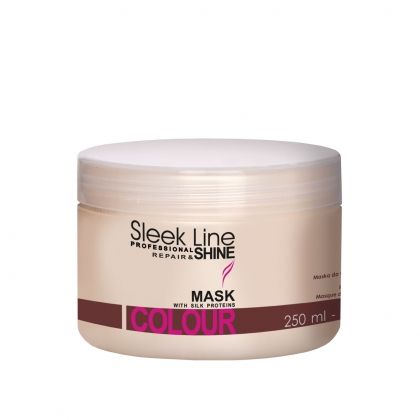 SLEEK LINE COLOUR - МАСКА ЗА БОЯДИСАНИ КОСИ С UV-ФИЛТЪР, КОПРИНЕНИ ПРОТЕИНИ, КОЕНЗИМ Q10 И СЕРАМИДИ 250мл