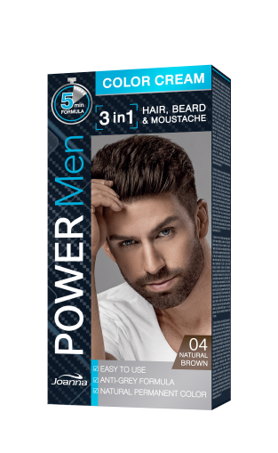 JOANNA POWER MEN COLOR CREAM МЪЖКА БОЯ 3в1 ЗА КОСА, БРАДА И МУСТАЦИ №03 ЕСТЕСТВЕНО КАФЯВО