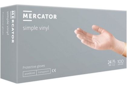 РЪКАВИЦИ ВИНИЛ ПРОЗРАЧНИ БЕЗ ТАЛК - MERCATOR® simple vinyl - РАЗМЕР S - 100бр