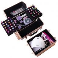 КОЗМЕТИЧЕН КУФАР XXL - 3D РОМБ РОЗОВО ЗЛАТО 25x35x40