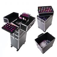 КОЗМЕТИЧЕН КУФАР XXXL 4в1 С КОЛЕЛЦА 3D РОМБ ЧЕРЕН 95x25x35см