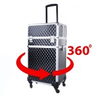 КОЗМЕТИЧЕН КУФАР XXXL 4в1 С КОЛЕЛЦА 3D РОМБ ЧЕРЕН 95x25x35см