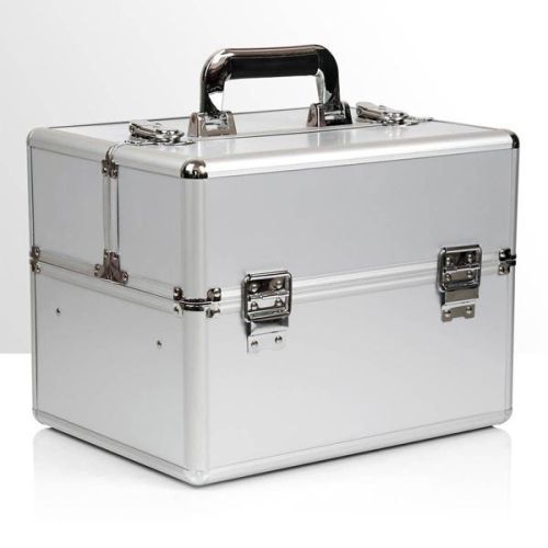 КОЗМЕТИЧЕН КУФАР XL - СРЕБРИСТ - 32x25x25см