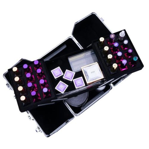 КОЗМЕТИЧЕН КУФАР M - 3D РОМБ СРЕБРИСТ 30x20x20