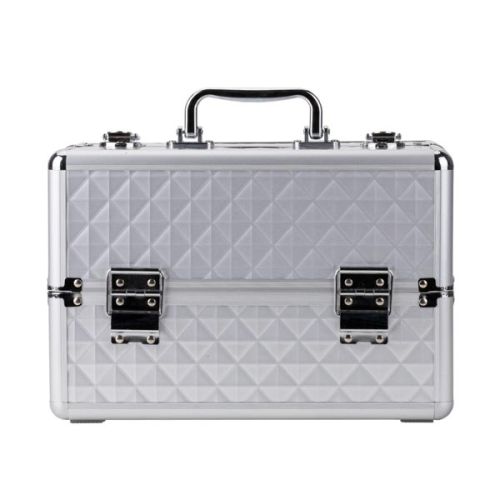 КОЗМЕТИЧЕН КУФАР M - 3D РОМБ СРЕБРИСТ 30x20x20