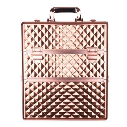 КОЗМЕТИЧЕН КУФАР XXL - 3D РОМБ ЗЛАТИСТ25x35x40