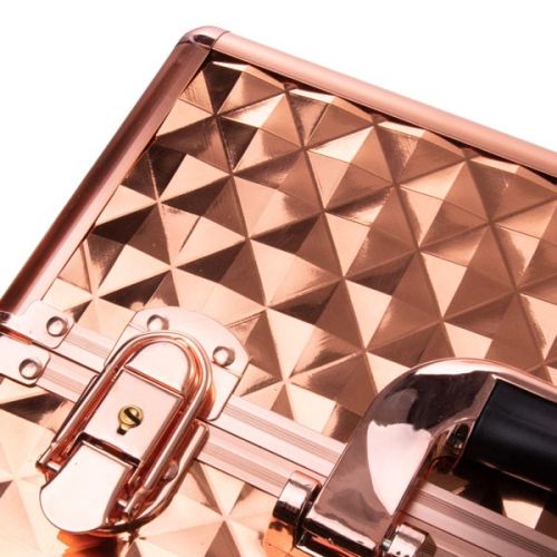 КОЗМЕТИЧЕН КУФАР XXL - 3D РОМБ ЗЛАТИСТ25x35x40