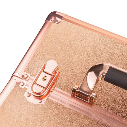 КОЗМЕТИЧЕН КУФАР XXXL 4в1 С КОЛЕЛЦА РЕЛЕФ РОЗОВО ЗЛАТО 95x25x35см