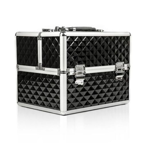 КОЗМЕТИЧЕН КУФАР XL - 3D РОМБ ЧЕРЕН - 33x25x25см