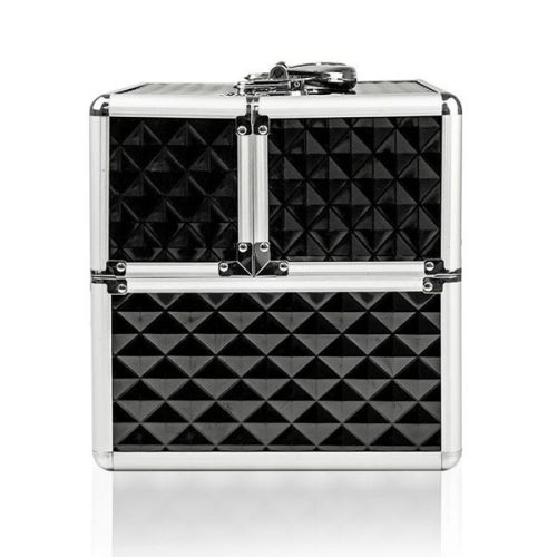 КОЗМЕТИЧЕН КУФАР XL - 3D РОМБ ЧЕРЕН - 33x25x25см