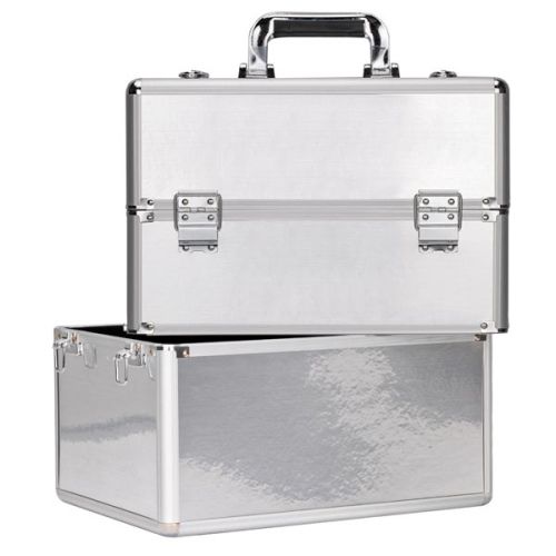 КОЗМЕТИЧЕН КУФАР XXL - СРЕБРИСТ №4517 39x25x35 см