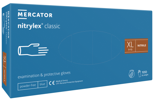 РЪКАВИЦИ НИТРИЛ СИНИ - MERCATOR MEDICAL nitrylex® basic blue - РАЗМЕР  XL - 100 бр
