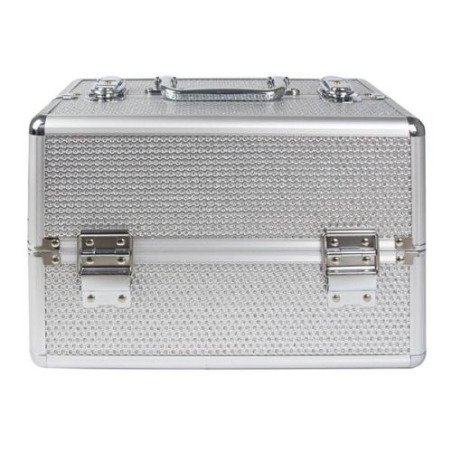 КОЗМЕТИЧЕН КУФАР M - СРЕБРИСТ С БРОКАТ 30x20x20 см