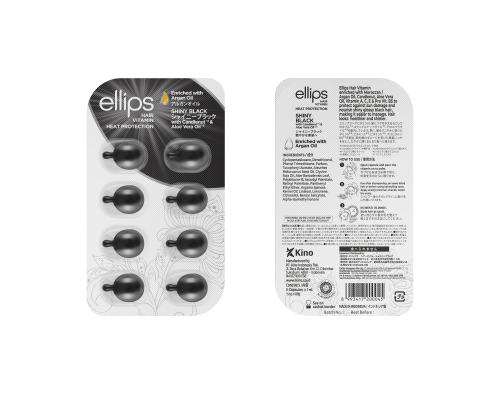 ELLIPS SHINY BLACK -  ВИТАМИНИ ЗА  ПО - ЗДРАВА  И  БЛЕСТЯЩА  ЧЕРНА   КОСА  БЛИСТЕР 6бр