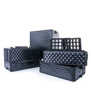 КОЗМЕТИЧЕН КУФАР XXXL 4в1 С КОЛЕЛЦА 3D РОМБ ЧЕРЕН №565 95x25x35см