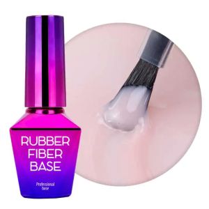 MOLLY LAC RUBBER FIBER BASE PINK GLAM - ВЪЗСТАНОВЯВАЩА БАЗА ЗА ГЕЛ ЛАК - 10мл
