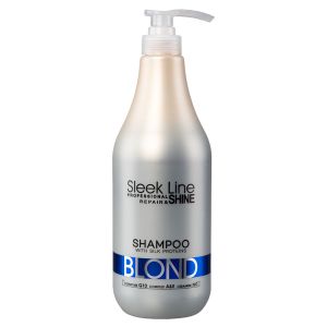 SLEEK LINE BLOND - МАТИРАЩ ШАМПОАН ЗА РУСИ, СИВИ И ИЗСВЕТЛЕНИ КОСИ С КОПРИНЕНИ ПРОТЕИНИ, КОЕНЗИМ Q10 И СЕРАМИДИ 1000мл