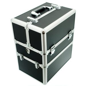 КОЗМЕТИЧЕН КУФАР XXL - РЕЛЕФ СРЕБЪРЕН  - 34x41x25 см