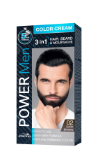 JOANNA POWER MEN COLOR CREAM МЪЖКА БОЯ 3в1 ЗА КОСА, БРАДА И МУСТАЦИ №02 ТЪМНО КАФЯВО
